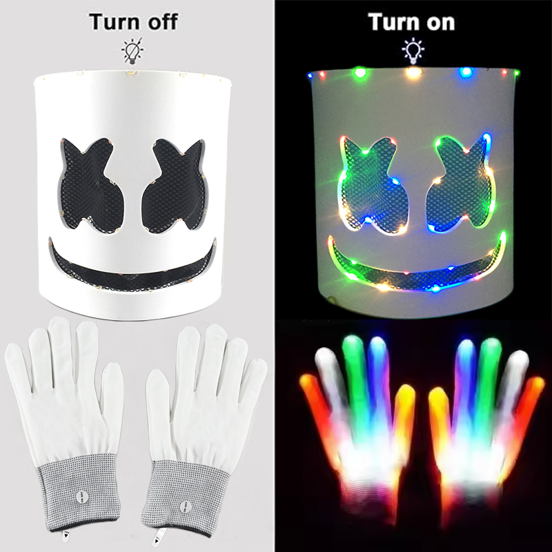 Led Gloves Music - Maska LED i rękawice DJ Marshmello,