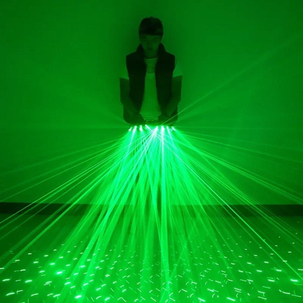Led Gloves Music - Zielone Laserowe Rękawice Laser FlashFinger Przebranie