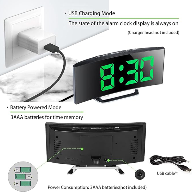 Cyfrowy budzik LED z zakrzywio – Electronics Gadgets For Home recenzja i cena